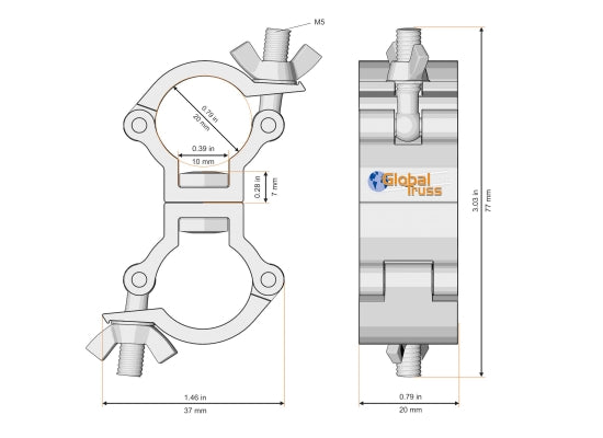 Global Truss HS F14TAD-B Lightweight Doppelschelle (20mm) SCHWARZ