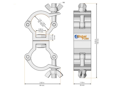 Global Truss HS 5038-1 Lightweight Doppels.(32-35mm) SILBER