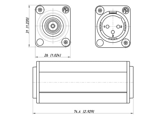 Neutrik NA2M-D2B-TX Symmetrie Adapter