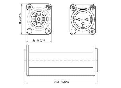 Neutrik NA2M-D2B-TX Symmetrie Adapter