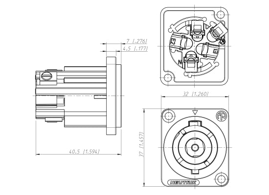 Neutrik NAC3MP-HC Powercon Einbaubuchse, male