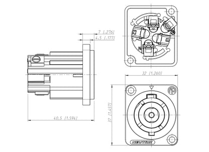 Neutrik NAC3MP-HC Powercon Einbaubuchse, male