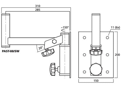 Monacor PAST-88/SW Lautsprecherhalter, schwarz