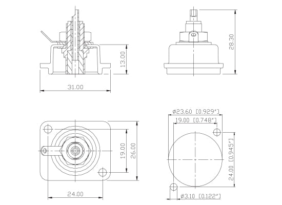 Neutrik NF2DB4 Cinch Einbaubuchse