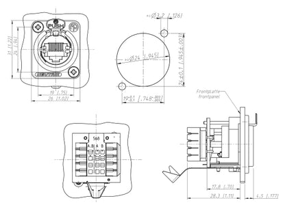 Neutrik NE8FDV-YK RJ45 Chassisbuchse