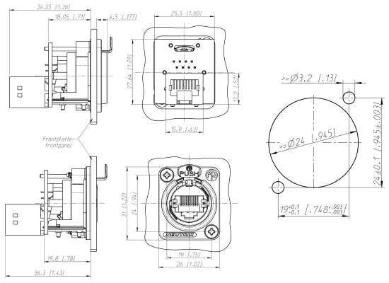 Neutrik NE8FDP RJ45 Durchgangsbuchse