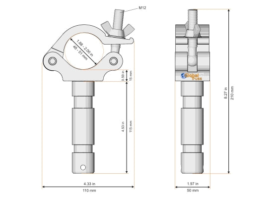 Global Truss HS 822 Halbschelle (48-51mm), SILBER