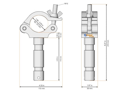 Global Truss HS 822 Halbschelle (48-51mm), SILBER