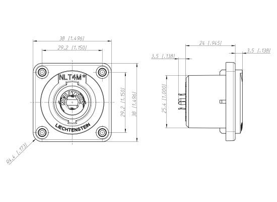 Neutrik NLT4MD-V Speakon 4pol Einbaubuchse METALL