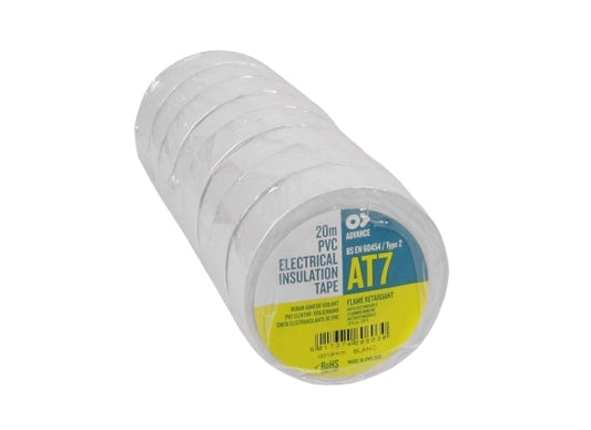 Advance Tapes AT 7 PVC-Isolierband Zumbel Tape, weiss, 20m, 19mm