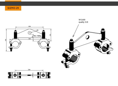 Global Truss Trussadapter GIZMO29(Gizmo) mit Bohrung 25mm