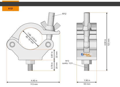 Global Truss 8121 Halbschelle (48-51mm), SILBER