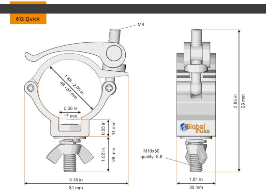 Global Truss HS 812-Q Quick-B Schelle (48-51mm),SCHWARZ