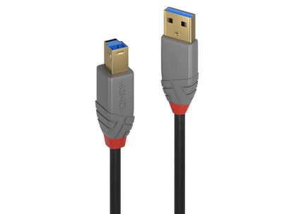 Lindy 36741 USB-Kabel, 1.0m, Anthra Line, USB A 3.0, USB B 3.0