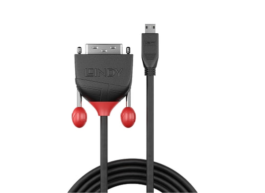 Lindy 36286 Video-Adapterkabel, 1.0m, Black Line,Micro HDMI,DVI-D