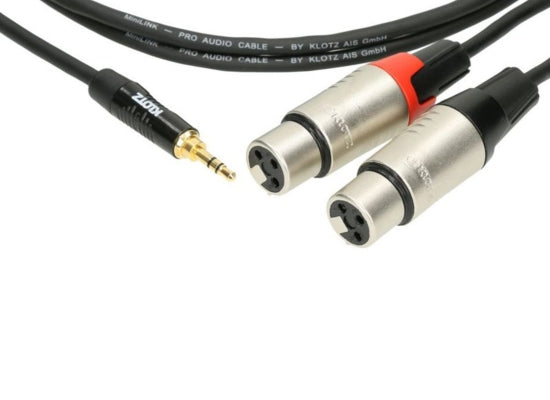 Klotz KY8-180 Adapterkabel, 1.8m, 1x Miniklinke male / 2x XLR fem