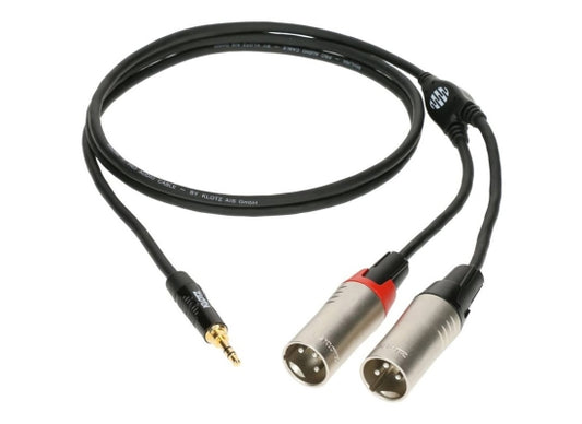 Klotz KY9-180 Adapterkabel, 1.8m, 1x Miniklinke male / 2x XLR mal