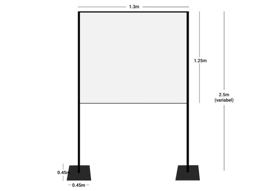 Wentex Pipes & Drapes Spuckschutz/Schutzwand,SET, schw.,130x125cm