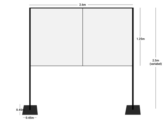 Wentex Pipes & Drapes Spuckschutz/Schutzwand SET, schw.,260x125cm