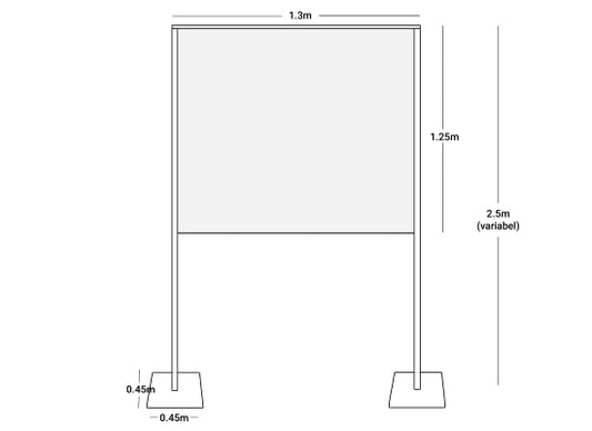 Wentex Pipes & Drapes Spuckschutz/Schutzwand SET, weiß, 130x125cm