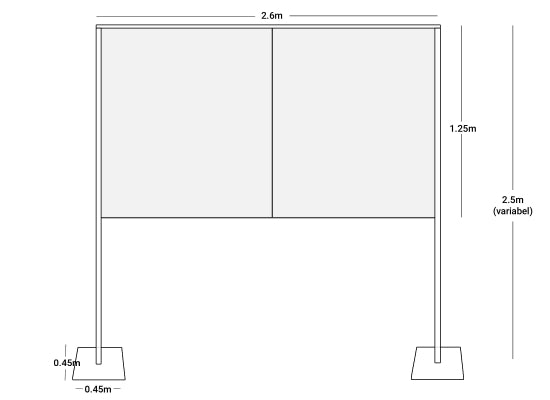 Wentex Pipes & Drapes Spuckschutz/Schutzwand SET, weiß, 260x125cm