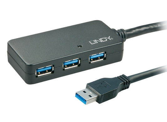 Lindy 43159 USB 3.1 Gen 1 Pro Hub, 3 Port, 10m