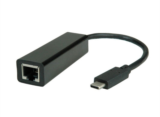 Value USB C Ethernet Konverter, vollduplex, bis 1000Mbit/s, IN: 1x RJ45 female, OUT: 1x USB C male