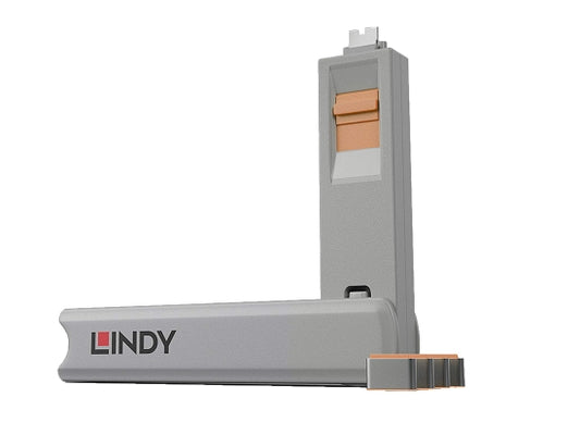 Lindy 40428 USB-C Port Schloss SET,ORANGE,1x Schlüssel/4x Schloss