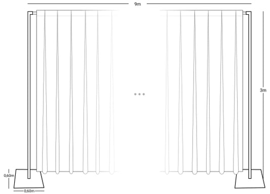 Wentex Pipes & Drapes SET Deko Vorhang 3x9m, weiß