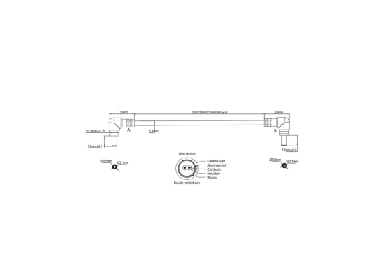 Astera FP1/FP2 Power + Daten Kombikabel,  0.2m, 8er SET