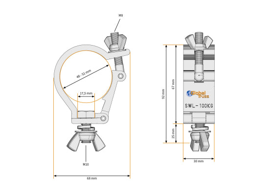 Global Truss 812 Selflock Hook Outdoor (48-51mm), SILBER