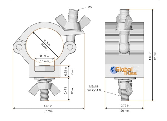 Global Truss HS F14TA Lightweight Schelle (20mm), SILBER