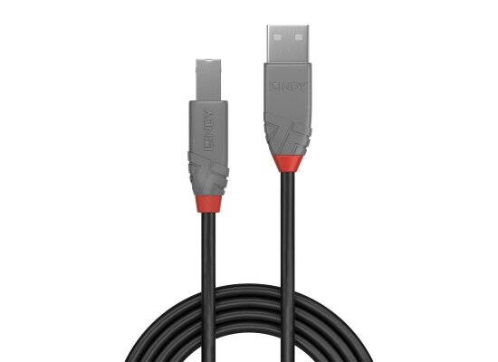 Lindy 36671 USB-Kabel, 0.5m, Anthra Line, USB A 2.0, USB B 2.0