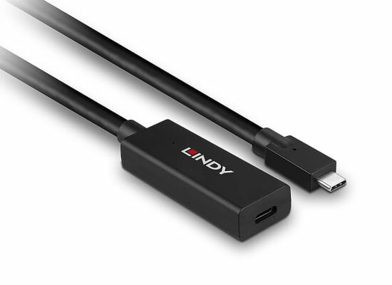 Lindy 43364 USB 3.2 Aktiv Verlängerungskabel, 5m, 10Gbit/s, USB-C Male / USB-C Female